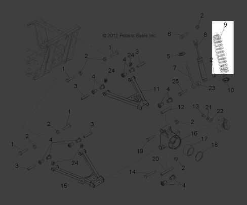 Polaris Ranger Spring ، الخلفية ، الأسود غير اللامع ، الجزء الأصلي OEM 7043706-458 ، Qty 1 in Kuwait
