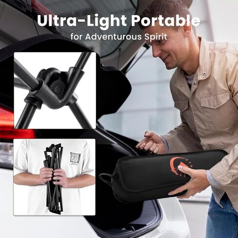 كرسي تخييم عالي الظهر قابل للطي للاستخدام الخارجي، كرسي تخييم خفيف الوزن، صغير الحجم محمول للبالغين مع حقيبة حمل، للمشي لمسافات طويلة في الحديقة والنزهات وصيد الأسماك. (رمادي فاتح) in Kuwait