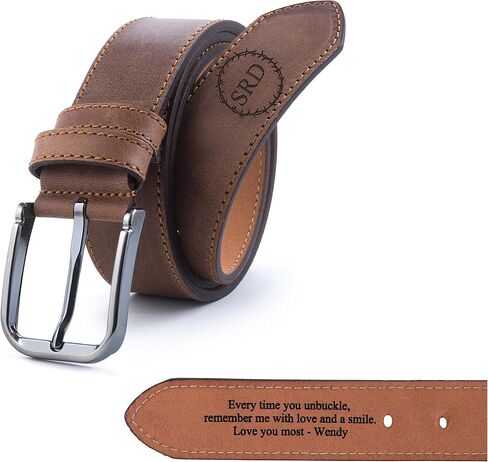 حزام جلدي مخصص للرجال - هدية محفورة مخصصة له - حزام جلدي أعلى من الحبوب للذكرى السنوية ، هدية رجالي فريدة من نوعها in Kuwait