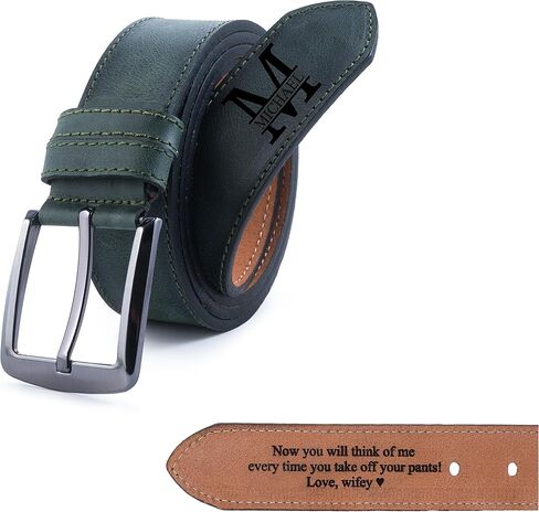 حزام جلدي مخصص للرجال - هدية محفورة مخصصة له - حزام جلدي أعلى من الحبوب للذكرى السنوية ، هدية رجالي فريدة من نوعها in Kuwait