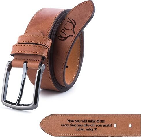 حزام جلدي مخصص للرجال - هدية محفورة مخصصة له - حزام جلدي أعلى من الحبوب للذكرى السنوية ، هدية رجالي فريدة من نوعها in Kuwait