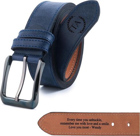 حزام جلدي مخصص للرجال - هدية محفورة مخصصة له - حزام جلدي أعلى من الحبوب للذكرى السنوية ، هدية رجالي فريدة من نوعها in Kuwait