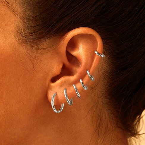 6 Pairs Small Gold Huggie Hoop Earrings Set for Women, 14K Gold Plated Lightweight Minimalist Hypoallergenic Hoops Earrings Pack for Multiple Piercing Cartilage Hoop Earrings Stack Jewelry in Kuwait
