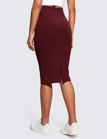 CRZ YOGA Butterluxe ميدي تنورات الرصاص للنساء الخامس الصليب عالية الخصر Bodycon تمتد تنورة العمل غير الرسمية أسود صغير in Saudi Arabia