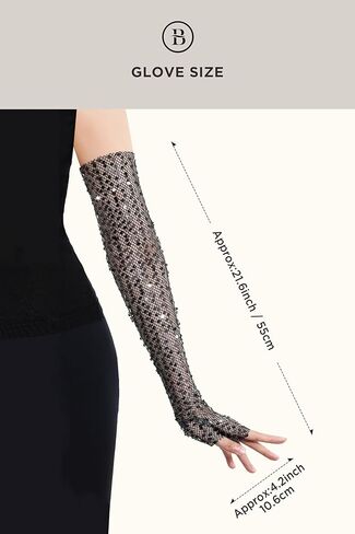 BABEYOND Opera Gloves for Women - Long Fingerless Sequin Sparkling Glitter Gloves Tea Party Stretchy Adult Size Elbow Length in Saudi Arabia