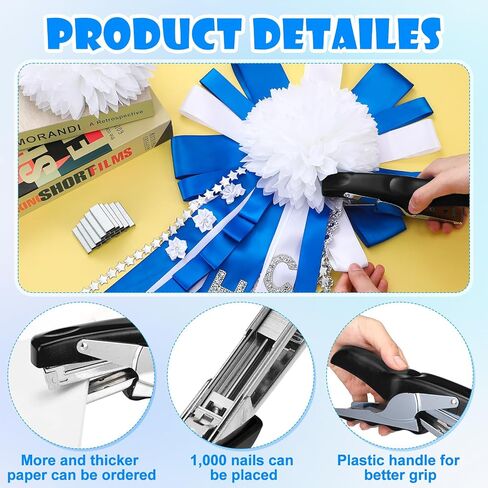 5 Pcs Homecoming Mum Flower and Stapler with 1000 Staples Homecoming Mum Supplies and Mini Plier Stapler 20 Sheets Capacity DIY Homecoming Mum Crafts for Back to School Party Decorations in Saudi Arabia