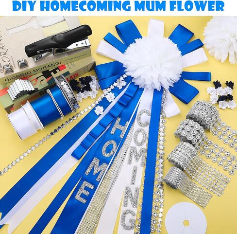 5 Pcs Homecoming Mum Flower and Stapler with 1000 Staples Homecoming Mum Supplies and Mini Plier Stapler 20 Sheets Capacity DIY Homecoming Mum Crafts for Back to School Party Decorations in Saudi Arabia