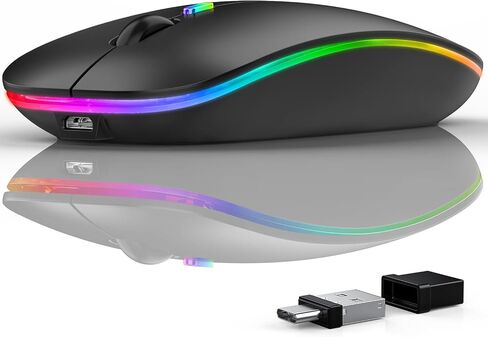 LED Bluetooth Mouse,Bluetooth Mouse for MacBook Pro/MacBook Air/iMac/mac/ipad/ipad pro,Wireless Mouse for Macboook Air/MacBook Pro/PC (Silver) in Saudi Arabia