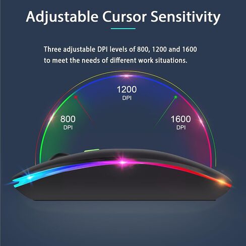 LED Bluetooth Mouse,Bluetooth Mouse for MacBook Pro/MacBook Air/iMac/mac/ipad/ipad pro,Wireless Mouse for Macboook Air/MacBook Pro/PC (Silver) in Saudi Arabia
