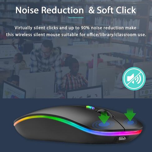 LED Bluetooth Mouse,Bluetooth Mouse for MacBook Pro/MacBook Air/iMac/mac/ipad/ipad pro,Wireless Mouse for Macboook Air/MacBook Pro/PC (Silver) in Saudi Arabia