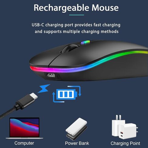 LED Bluetooth Mouse,Bluetooth Mouse for MacBook Pro/MacBook Air/iMac/mac/ipad/ipad pro,Wireless Mouse for Macboook Air/MacBook Pro/PC (Silver) in Saudi Arabia