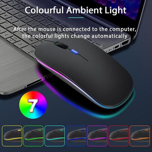 LED Bluetooth Mouse,Bluetooth Mouse for MacBook Pro/MacBook Air/iMac/mac/ipad/ipad pro,Wireless Mouse for Macboook Air/MacBook Pro/PC (Silver) in Saudi Arabia