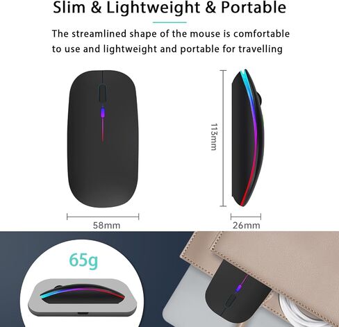 LED Bluetooth Mouse,Bluetooth Mouse for MacBook Pro/MacBook Air/iMac/mac/ipad/ipad pro,Wireless Mouse for Macboook Air/MacBook Pro/PC (Silver) in Saudi Arabia