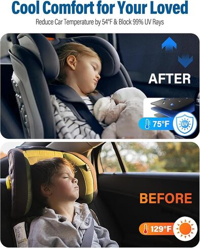 Car Window Shades 2 Pack, FOLUMAD Side Car Window Rear Sun Shades for Baby, Anti-UV Protection Breathable Mesh Camping Window Covers for Truck SUV, Protect Privacy for Kids, Family in Saudi Arabia