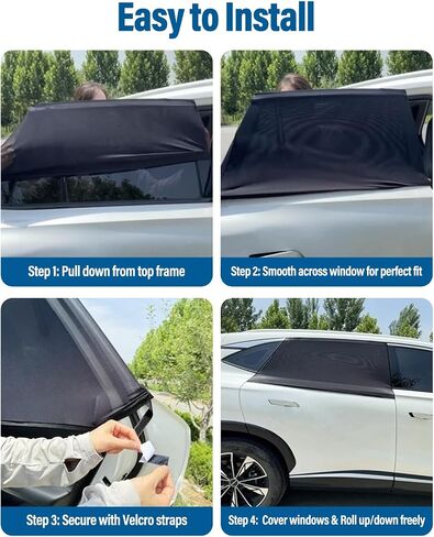 Car Window Shades 2 Pack, FOLUMAD Side Car Window Rear Sun Shades for Baby, Anti-UV Protection Breathable Mesh Camping Window Covers for Truck SUV, Protect Privacy for Kids, Family in Saudi Arabia