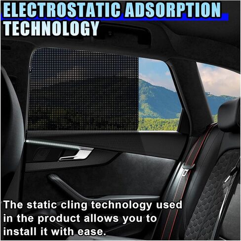 4PCS Car Side Window Sunshade, Block UV Rays Privacy Protector Car Static Cling Film Sticker, Reusable Washable Auto Shade Stickers for Heat Glare Protection, Window Film for Most Cars in Saudi Arabia