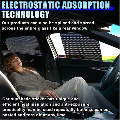 4PCS Car Side Window Sunshade, Block UV Rays Privacy Protector Car Static Cling Film Sticker, Reusable Washable Auto Shade Stickers for Heat Glare Protection, Window Film for Most Cars in Saudi Arabia