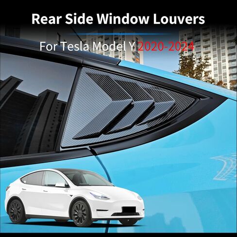 النافذة الجانبية الخلفية المتوافقة مع طراز تسلا Y 2020 2021 2022 2023 2024 Sunshade الجانبي الجانبي تنفيس مغرفة الأغطية الستائر 2pcs (أسود لامع) in Kuwait