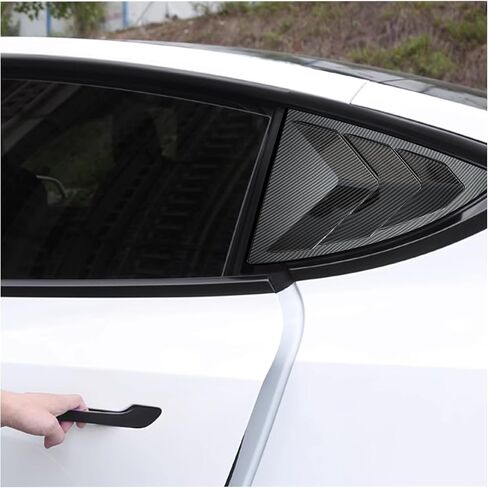 النافذة الجانبية الخلفية المتوافقة مع طراز تسلا Y 2020 2021 2022 2023 2024 Sunshade الجانبي الجانبي تنفيس مغرفة الأغطية الستائر 2pcs (أسود لامع) in Kuwait