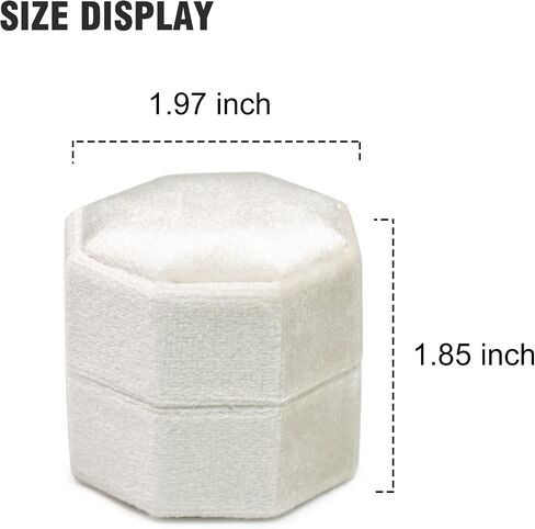 Velvet Ring Box 3 Slots Ring Gift Box Jewelry Ring Display Holder Case for Proposal Engagement Wedding Ceremony 3 Slots Octagon (Ivory) in Saudi Arabia