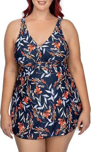 PERONA Women's Plus Size Swimsuits Shaping Body One Piece Swim Dresses Print Swimwear (US 20(Read The Size Chart in Our Image), Poker) in Kuwait