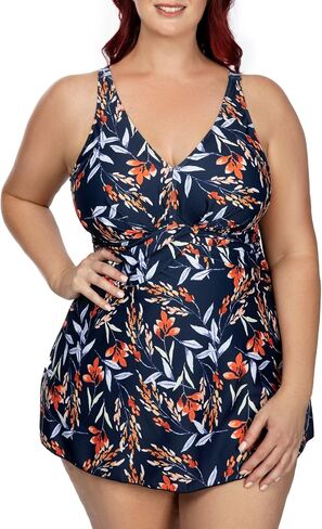 PERONA Women's Plus Size Swimsuits Shaping Body One Piece Swim Dresses Print Swimwear (US 20(Read The Size Chart in Our Image), Poker) in Kuwait