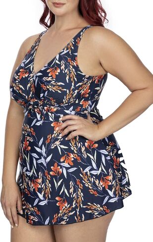 PERONA Women's Plus Size Swimsuits Shaping Body One Piece Swim Dresses Print Swimwear (US 20(Read The Size Chart in Our Image), Poker) in Kuwait