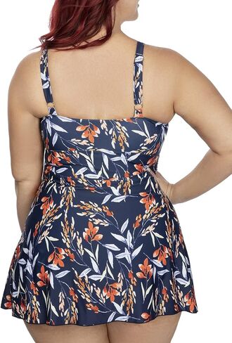 PERONA Women's Plus Size Swimsuits Shaping Body One Piece Swim Dresses Print Swimwear (US 20(Read The Size Chart in Our Image), Poker) in Kuwait