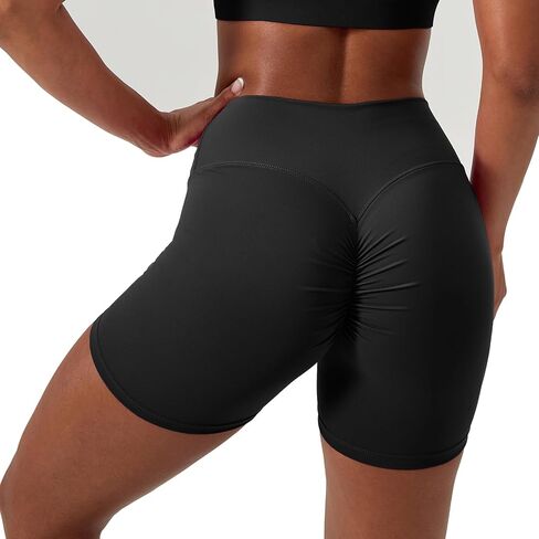 Women's High Waist Workout Shorts Breathable Scrunch Butt Seamless Athletic Nylon Tummy Control Gym Running Yoga Short in Saudi Arabia