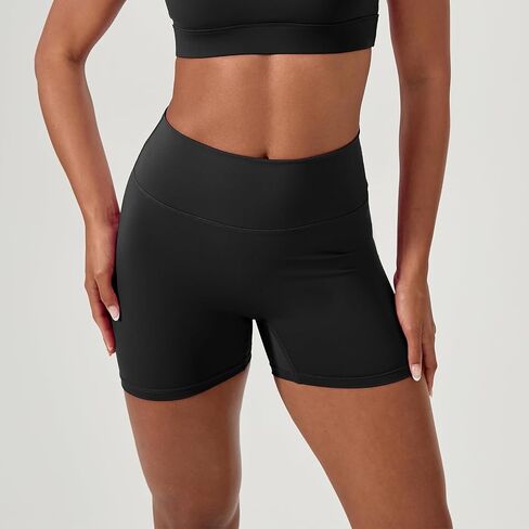 Women's High Waist Workout Shorts Breathable Scrunch Butt Seamless Athletic Nylon Tummy Control Gym Running Yoga Short in Saudi Arabia