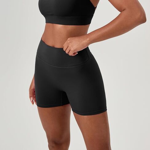 Women's High Waist Workout Shorts Breathable Scrunch Butt Seamless Athletic Nylon Tummy Control Gym Running Yoga Short in Saudi Arabia