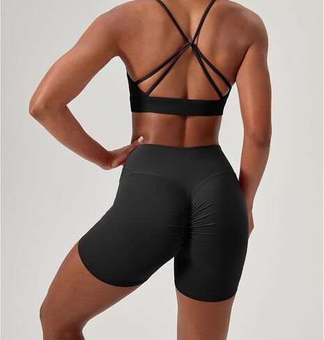 Women's High Waist Workout Shorts Breathable Scrunch Butt Seamless Athletic Nylon Tummy Control Gym Running Yoga Short in Saudi Arabia