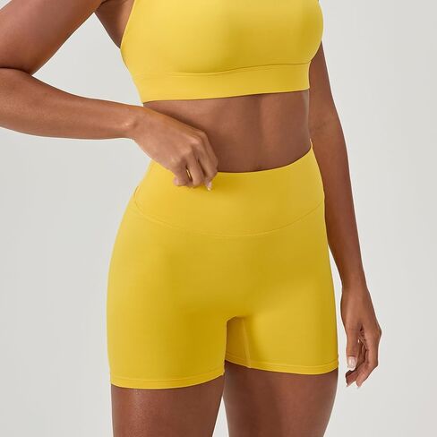 Women's High Waist Workout Shorts Breathable Scrunch Butt Seamless Athletic Nylon Tummy Control Gym Running Yoga Short in Kuwait