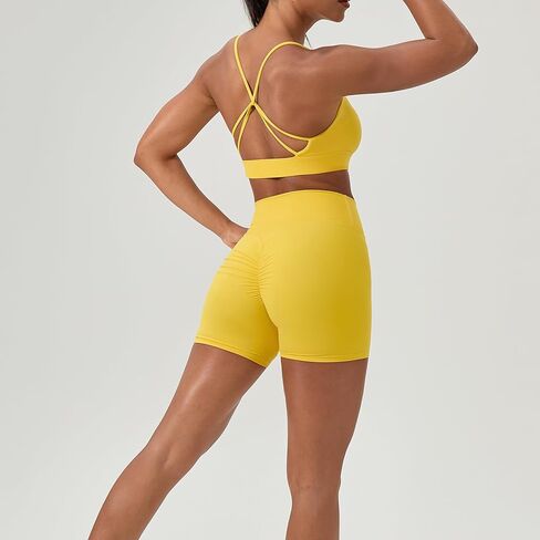 Women's High Waist Workout Shorts Breathable Scrunch Butt Seamless Athletic Nylon Tummy Control Gym Running Yoga Short in Kuwait