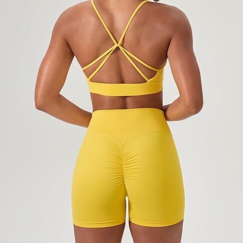 Women's High Waist Workout Shorts Breathable Scrunch Butt Seamless Athletic Nylon Tummy Control Gym Running Yoga Short in Kuwait