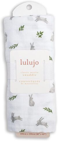 lulujo Baby Swaddle Blanket Unisex Softest 100% Cotton Muslin Swaddle Blanket Neutral Receiving Blanket for Girls & Boys| 40in x 40in| Baby Gift| Blueberies in Kuwait