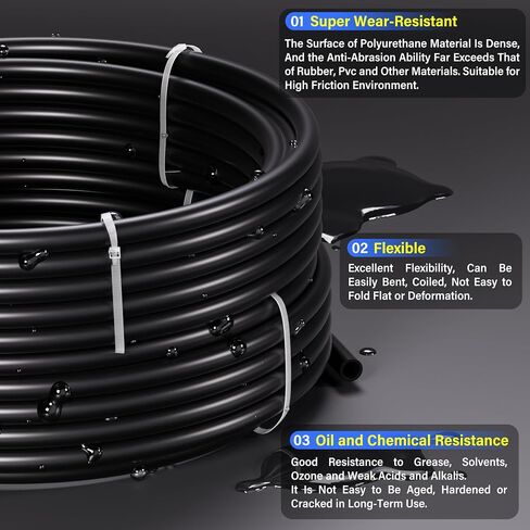 TAILONZ PNEUMATIC Black PA12 1/4 Inch od 12 Meter 39ft Nylon Air Tubing Kit Pipe Hose Air Line Tubing Or Fluid Transfer Pneumatic tubing in Kuwait