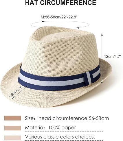 4 حزمة قصيرة الحافة قش فيدورا الصيف شاطئ قبعة للرجال نساء in Kuwait