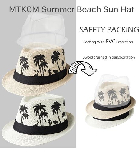 4 حزمة قصيرة الحافة قش فيدورا الصيف شاطئ قبعة للرجال نساء in Saudi Arabia