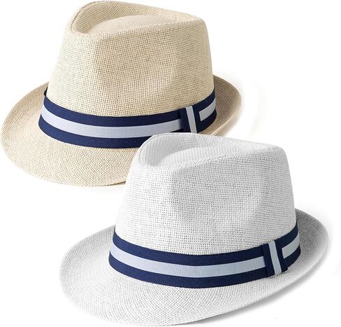 4 حزمة قصيرة الحافة قش فيدورا الصيف شاطئ قبعة للرجال نساء in Kuwait
