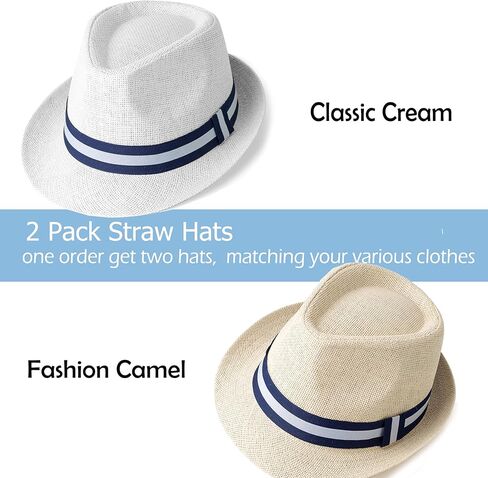 4 حزمة قصيرة الحافة قش فيدورا الصيف شاطئ قبعة للرجال نساء in Kuwait