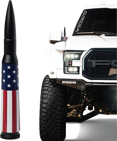 EcoAuto Bullet Antenna Replacement for Dodge Ram & Ford F150 F250 F350 Super Duty Ford Raptor Bronco Trucks - Anti-Theft Design - Radio Antenna for Truck 1990 - Current in Kuwait