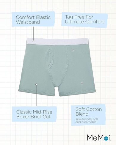MeMoi Boys' 3 Pair Pack Plaid Multi Boxer Briefs in Saudi Arabia