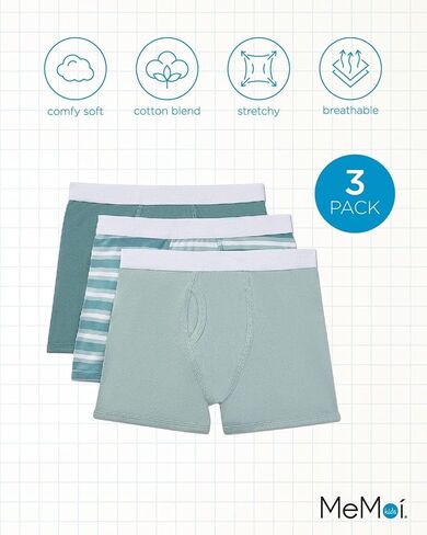 MeMoi Boys' 3 Pair Pack Plaid Multi Boxer Briefs in Saudi Arabia