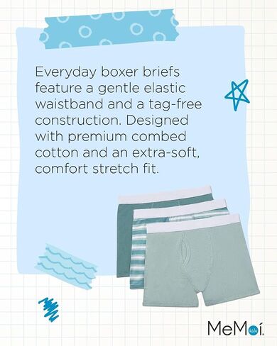 MeMoi Boys' 3 Pair Pack Plaid Multi Boxer Briefs in Saudi Arabia