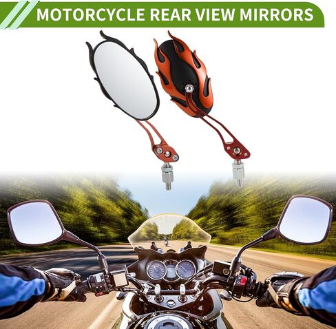 Universal Motorcycle Rear View Mirrors Adjustable Side Rearview Mirror Aluminum Alloy Plastic 1 Set Blue M8/M10 Oval Shape in Saudi Arabia