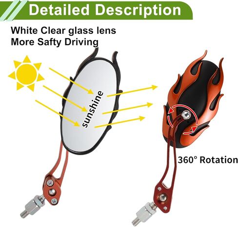 Universal Motorcycle Rear View Mirrors Adjustable Side Rearview Mirror Aluminum Alloy Plastic 1 Set Blue M8/M10 Oval Shape in Saudi Arabia