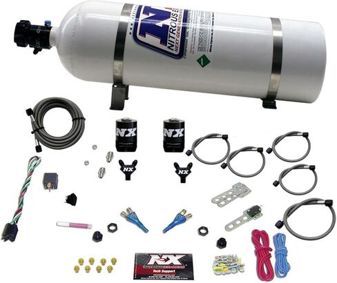 Nitrous Express - 92-95 Dodge V8 TBI Dual Nozzle Nitrous Kit (50-125HP) w/15lb Bottle (20213-15) in Saudi Arabia
