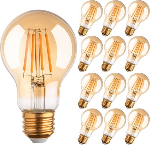 2200k Led Light Bulb,Vintage A19 Edison Bulbs,Dimmable amber Light Bulbs,Warm White Tone Light Bulb,Antique Led Filament Light Bulbs,Old Style Light Bulbs,40W/60W Equivalent,4 Watt/6 Watt,E26 Base in Saudi Arabia