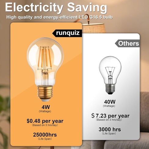 2200k Led Light Bulb,Vintage A19 Edison Bulbs,Dimmable amber Light Bulbs,Warm White Tone Light Bulb,Antique Led Filament Light Bulbs,Old Style Light Bulbs,40W/60W Equivalent,4 Watt/6 Watt,E26 Base in Saudi Arabia